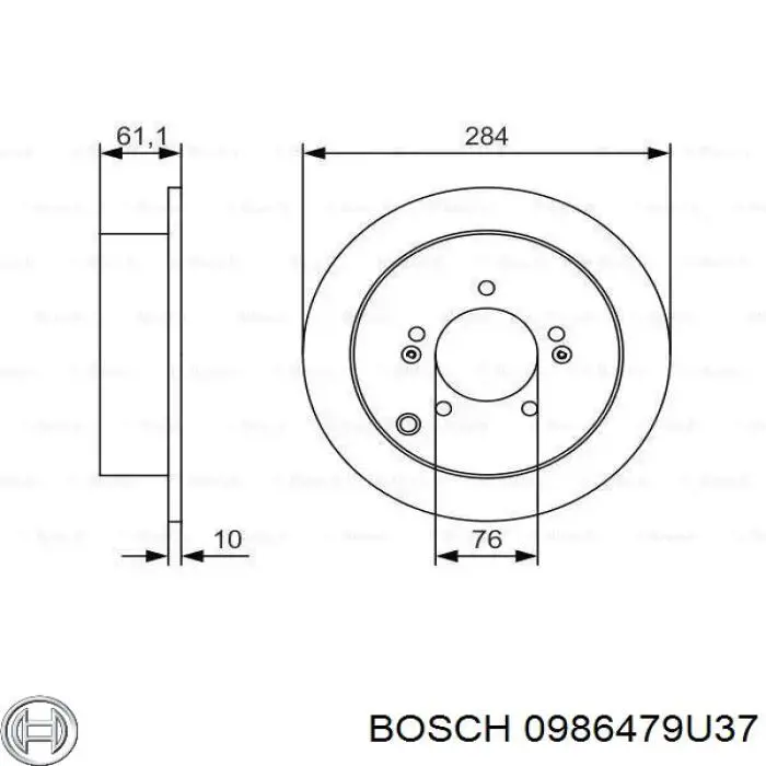 0986479U37 Bosch диск тормозной задний