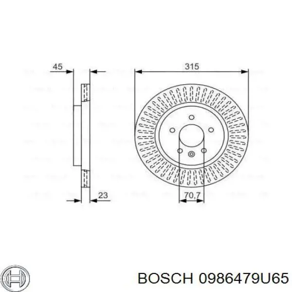 0986479U65 Bosch disco do freio traseiro