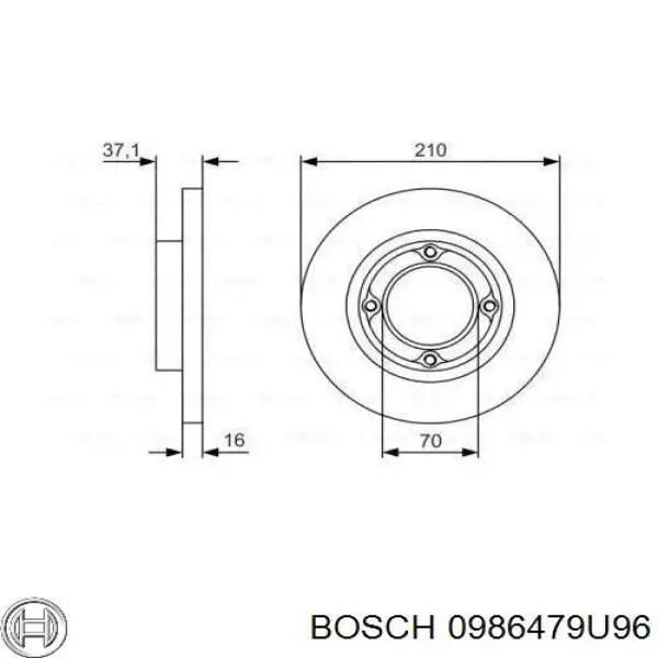 0986479U96 Bosch передние тормозные диски