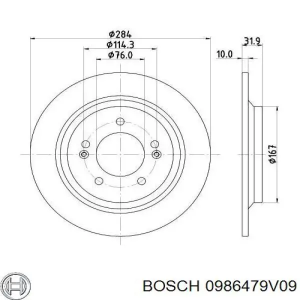 0986479V09 Bosch тормозные диски