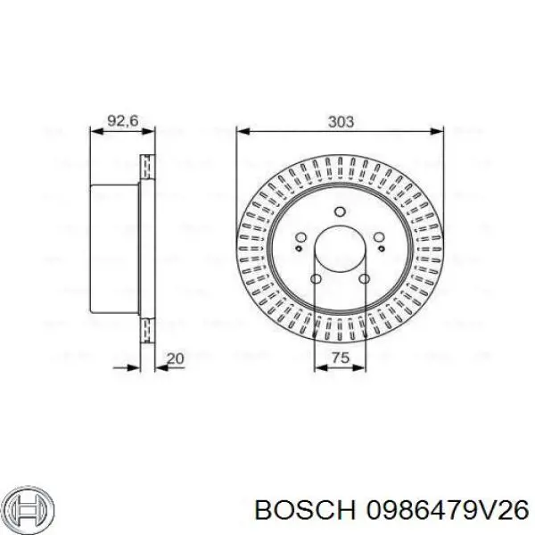 0986479V26 Bosch диск тормозной задний