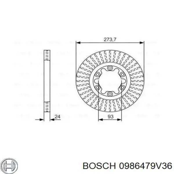 Передние тормозные диски 0986479V36 Bosch