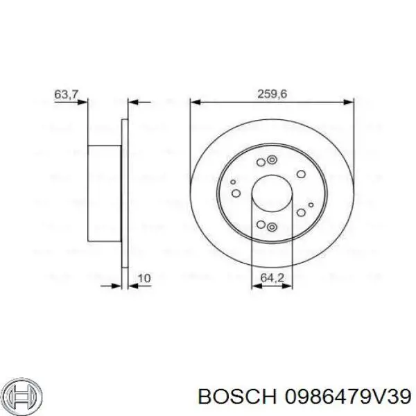 Тормозные диски 0986479V39 Bosch