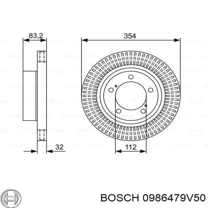 0986479V50 Bosch disco do freio dianteiro