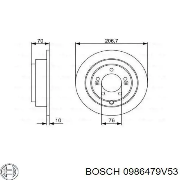 0986479V53 Bosch диск тормозной задний