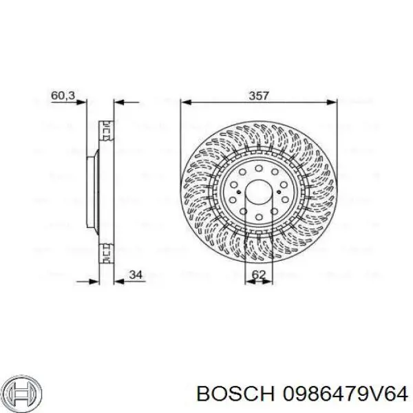 Передние тормозные диски 0986479V64 Bosch