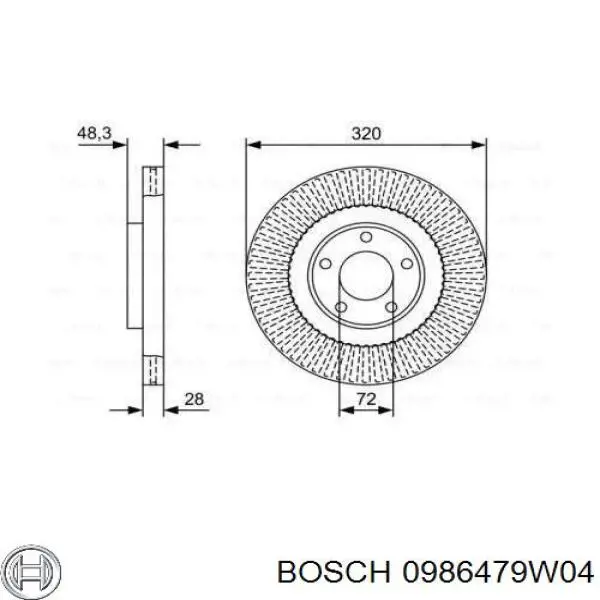 Передние тормозные диски 0986479W04 Bosch