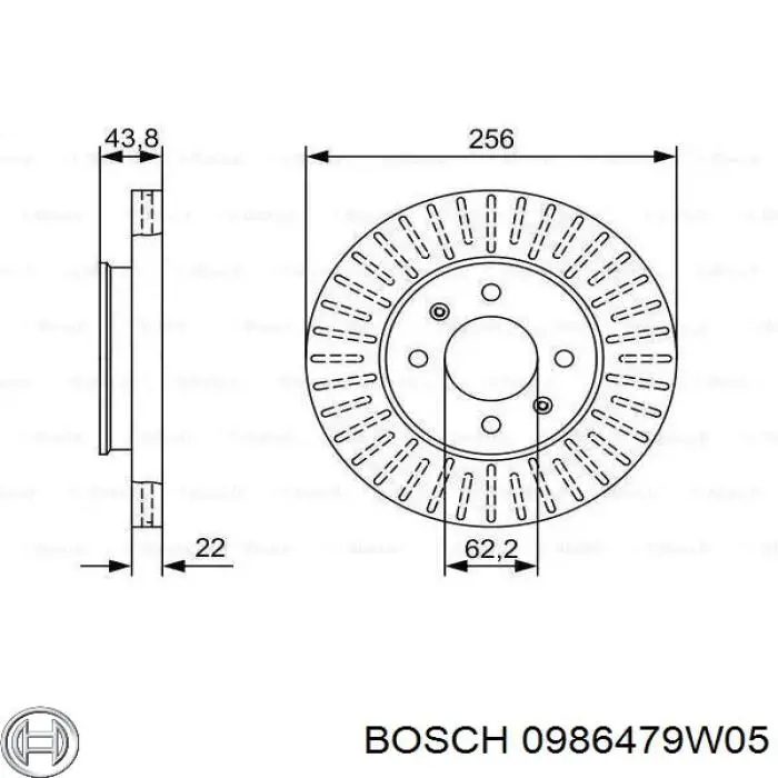 Передние тормозные диски 0986479W05 Bosch