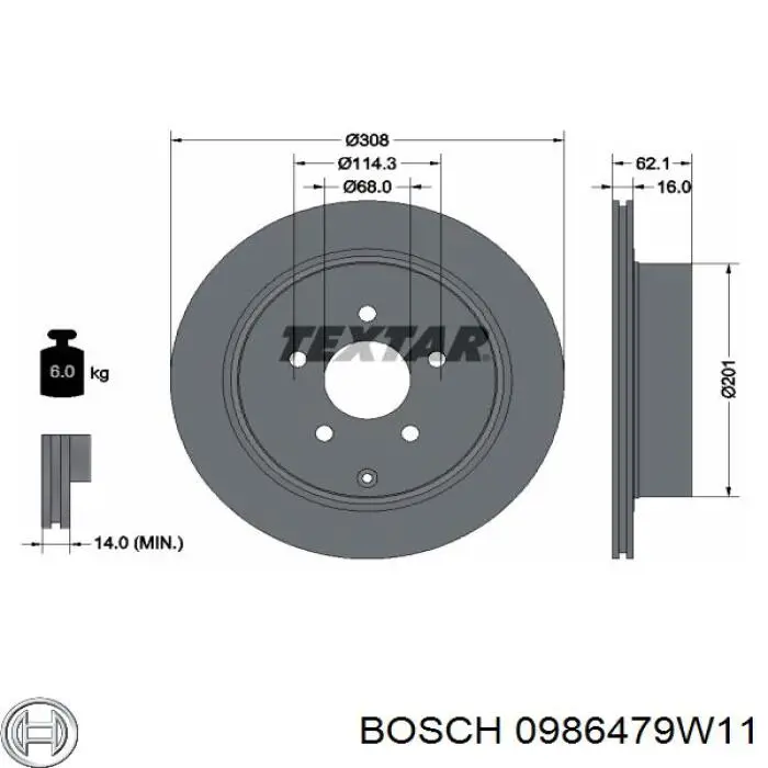 0986479W11 Bosch Дисковый тормоз