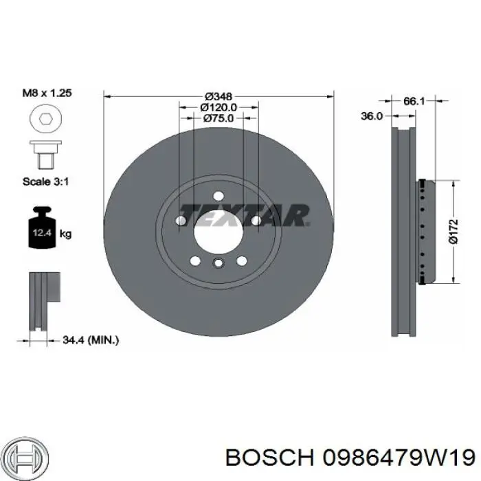 Купить 0986479W19 Bosch Ротор тормозной