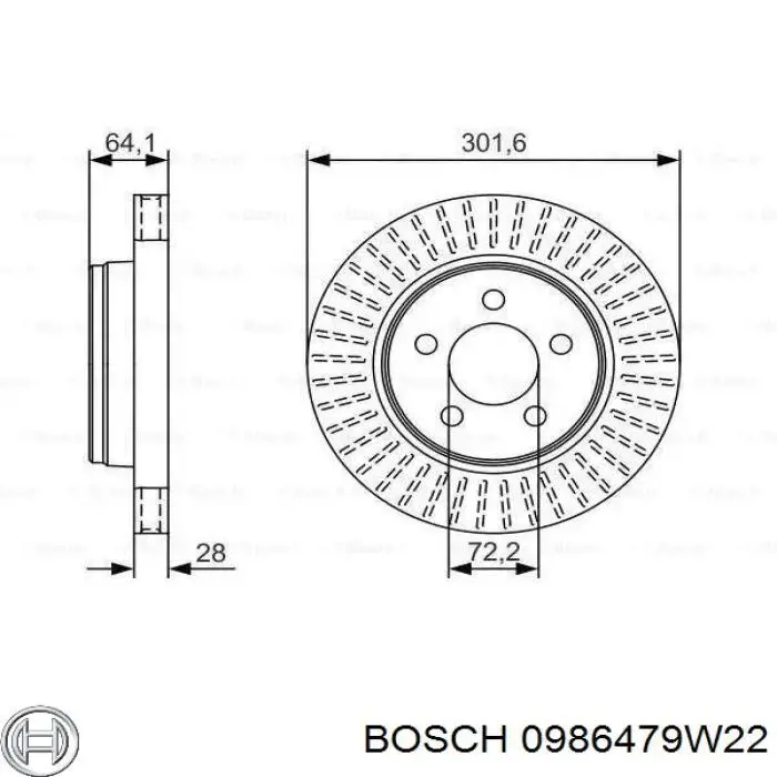 Купить 0986479W22 Bosch Диск тормозной задний