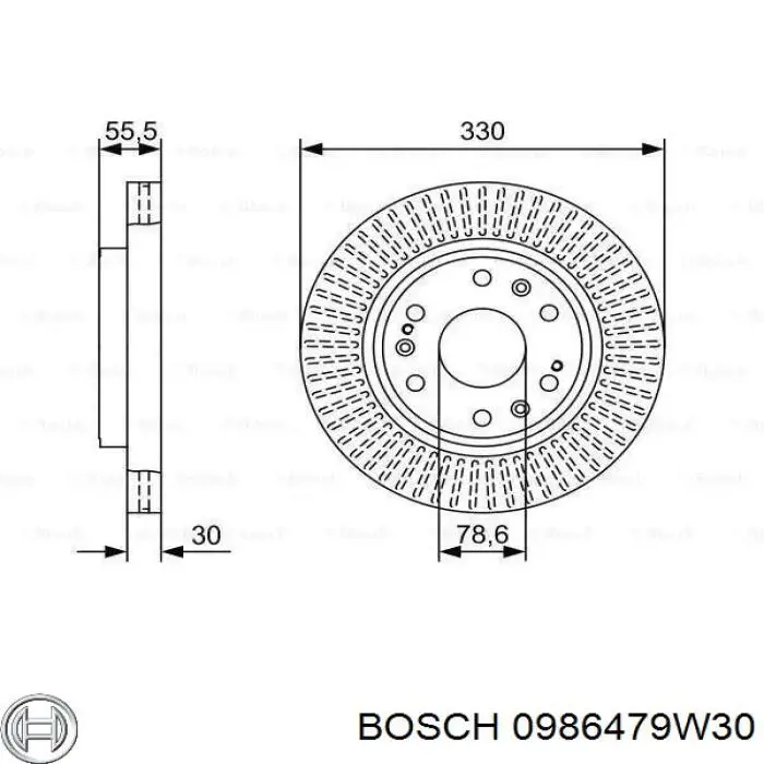 0986479W30 Bosch диск тормозной передний