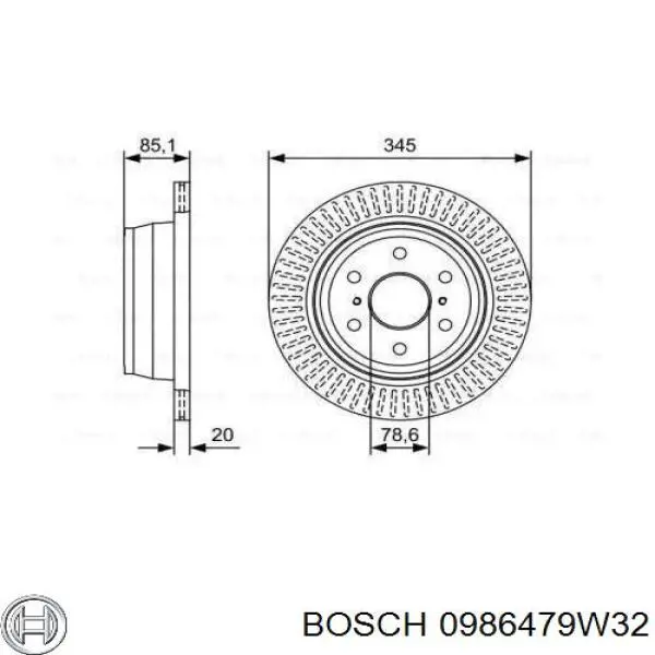 0 986 479 W32 Bosch диск тормозной задний