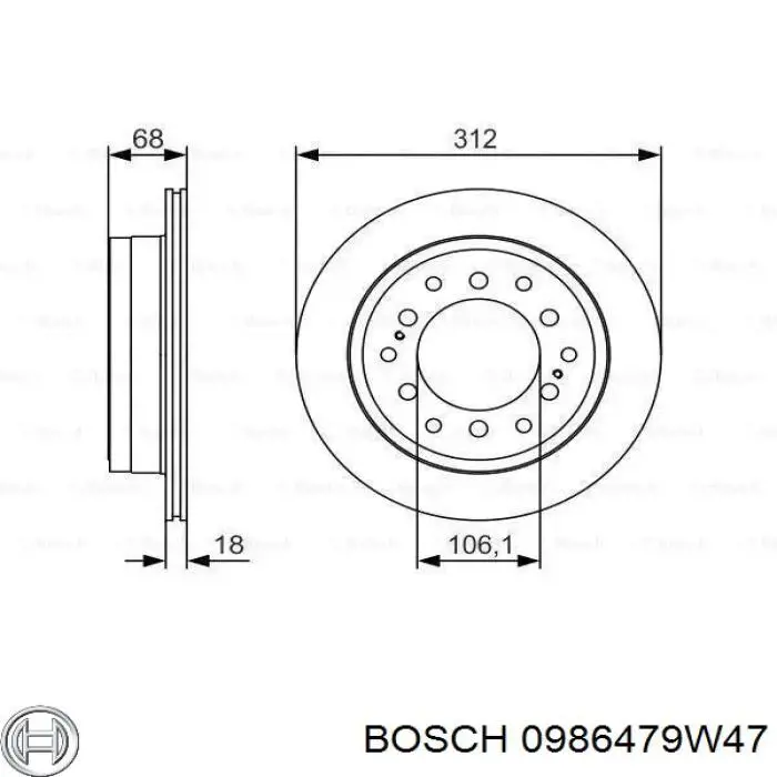 Купить 0986479W47 Bosch Ротор тормозной