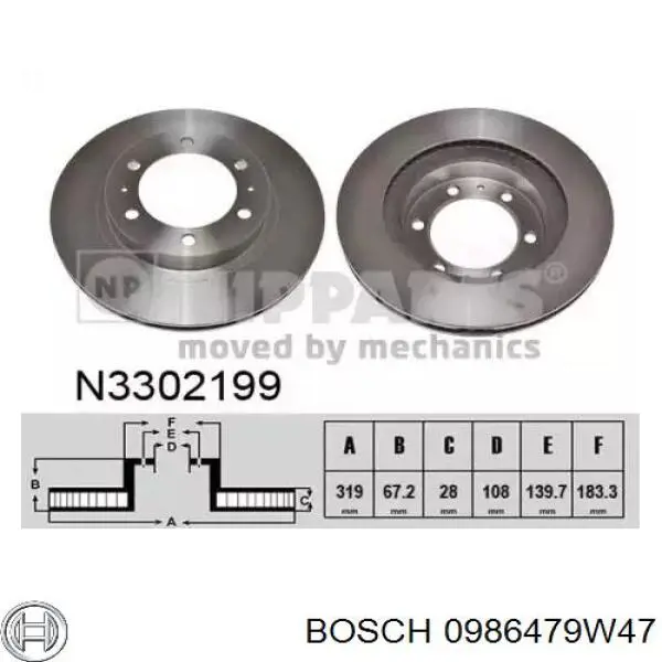 Тормоз дисковый передний Bosch 0986479W47 цена, от 43.75 USD