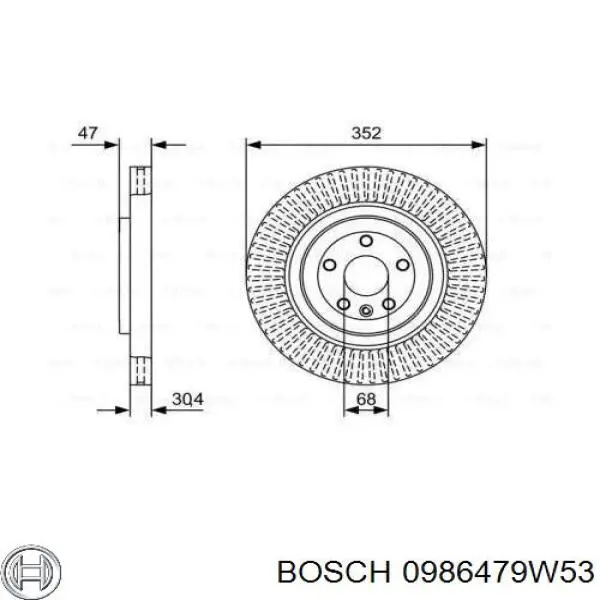 0986479W53 Bosch disco do freio dianteiro