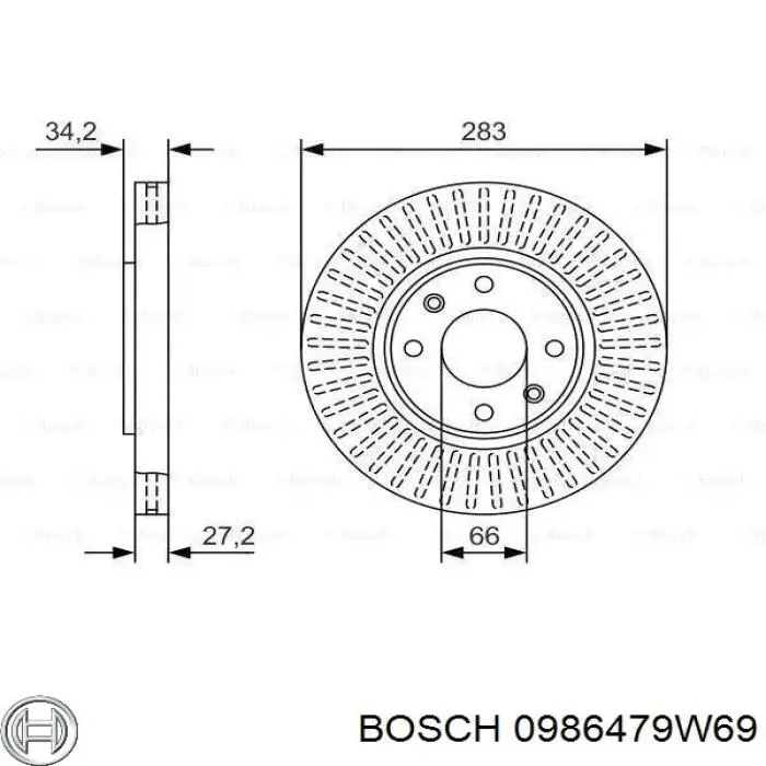 0986479W69 Bosch тормозные диски