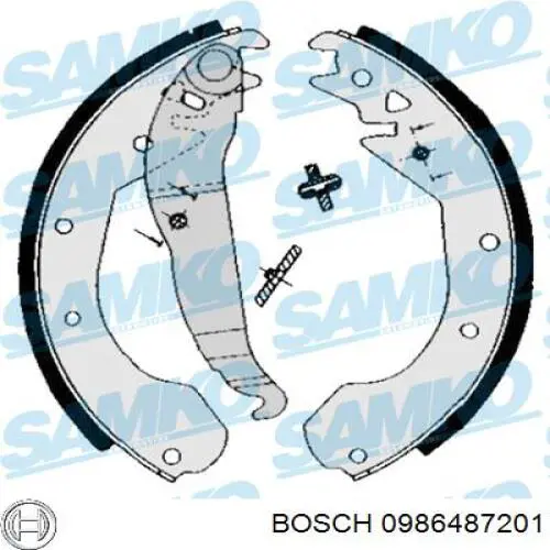 Купить 0986487201 Bosch Задние барабанные тормозные колодки