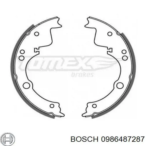 Задние барабанные колодки 0986487287 Bosch
