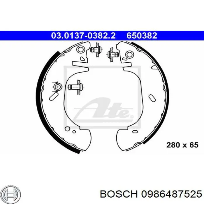 0986487525 Bosch Барабанные тормозные колодки