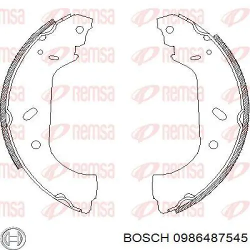 Купить 0986487545 Bosch Задние барабанные тормозные колодки