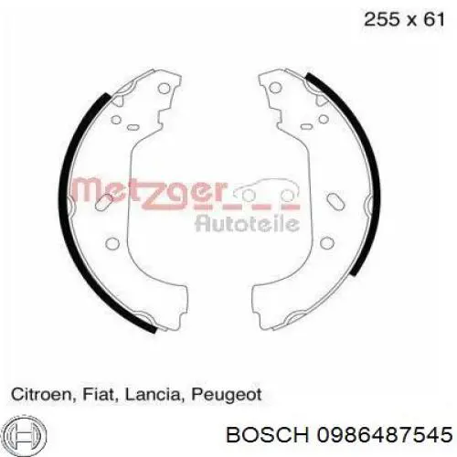0986487545 Bosch Барабанные тормозные колодки