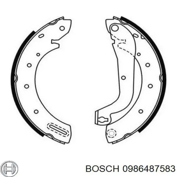 Купить 0986487583 Bosch Задние барабанные тормозные колодки