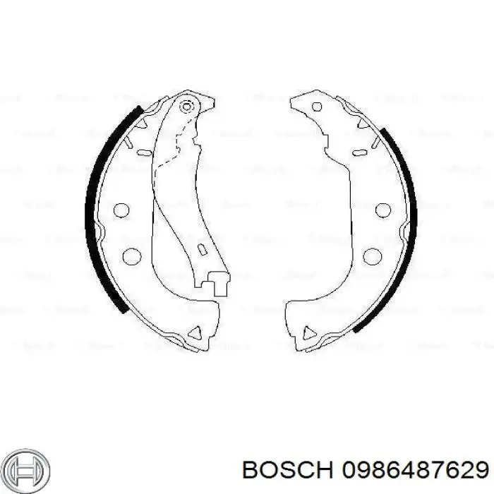 0 986 487 629 Bosch колодки тормозные задние барабанные
