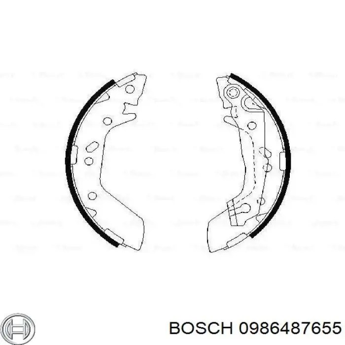 Купить 0986487655 Bosch Задние барабанные тормозные колодки