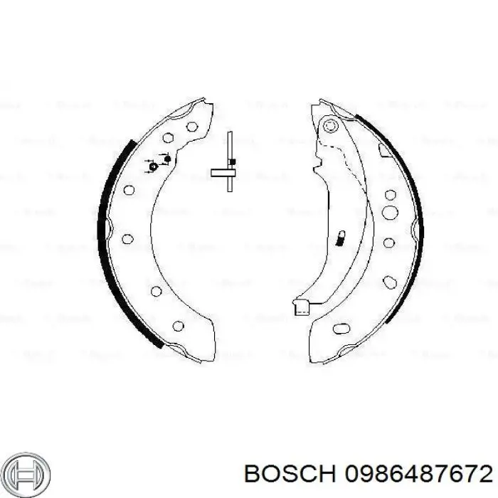 0 986 487 672 Bosch задние барабанные колодки
