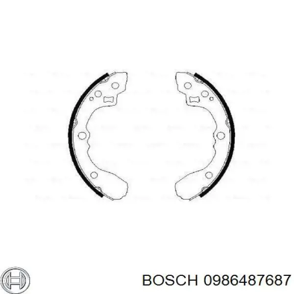 0 986 487 687 Bosch колодки тормозные задние барабанные
