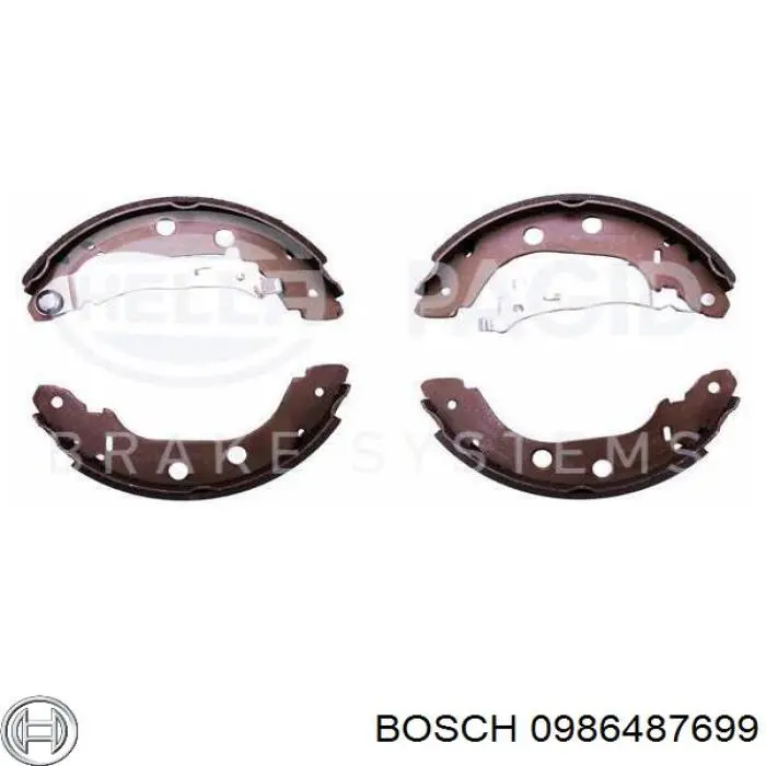 Купить 0986487699 Bosch Задние барабанные тормозные колодки