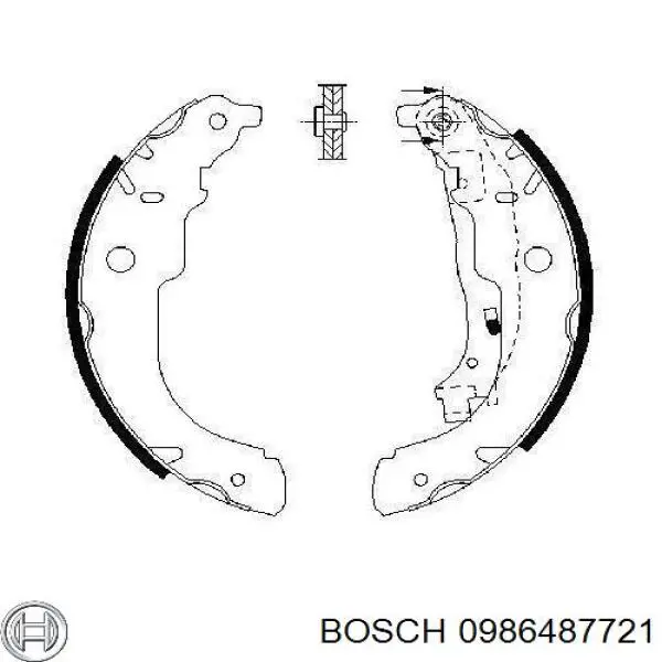0 986 487 721 Bosch колодки тормозные задние барабанные
