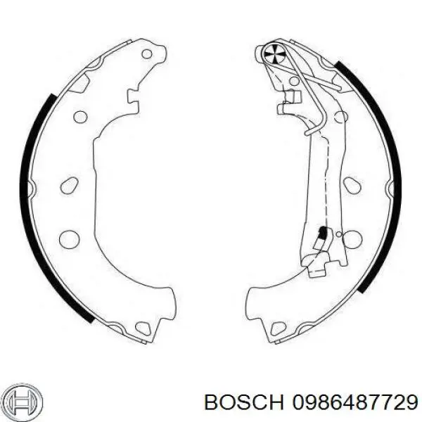0986487729 Bosch sapatas do freio traseiras de tambor