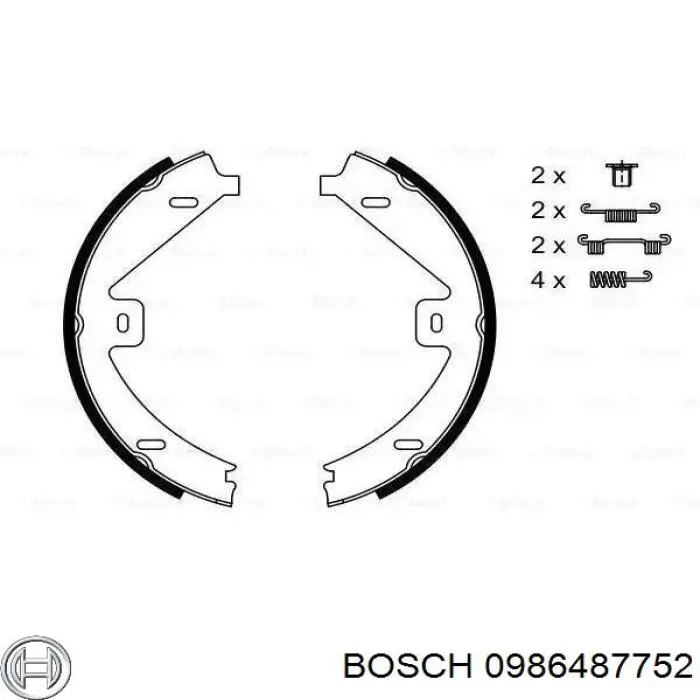 0986487752 Bosch колодки ручника (стояночного тормоза)