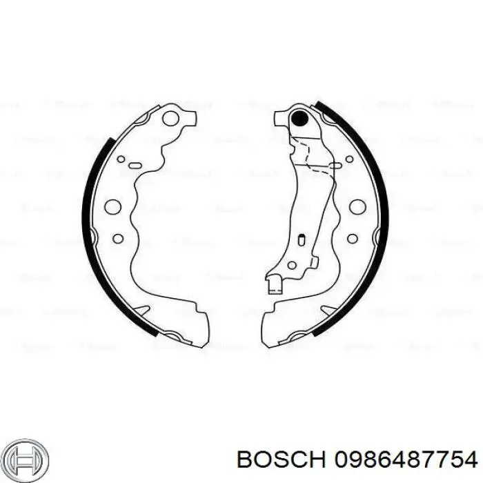 Колодки гальмові задні, барабанні 0986487754 Bosch