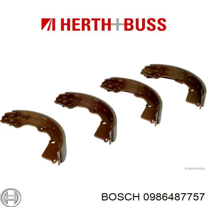 Задние барабанные колодки 0986487757 Bosch