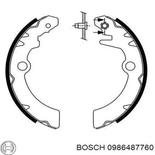 Задние барабанные колодки 0986487760 Bosch