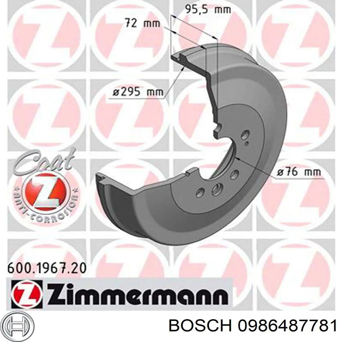 Купить 0986487781 Bosch Задние барабанные тормозные колодки