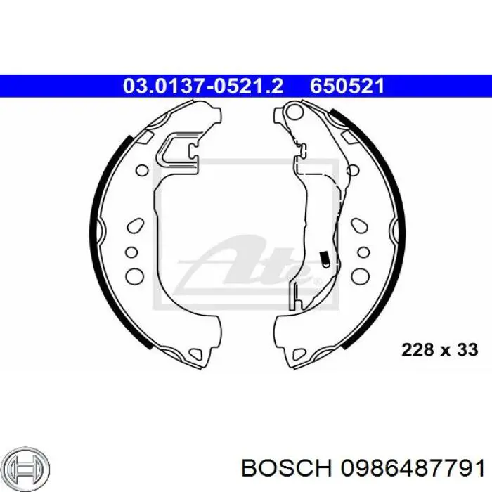 0986487791 Bosch колодки тормозные задние барабанные