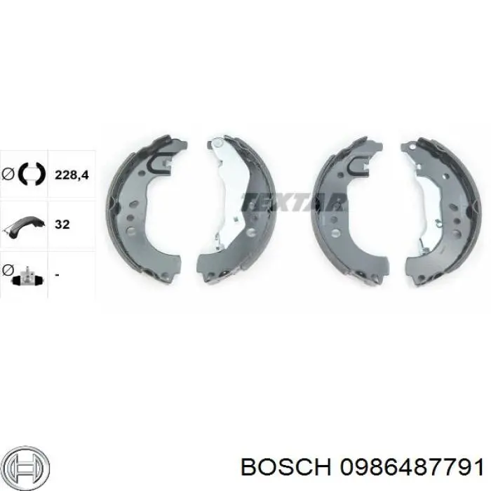 Задние барабанные колодки 0986487791 Bosch