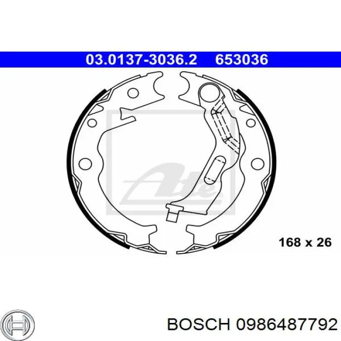 Колодки ручника/стоянкового гальма 0986487792 Bosch