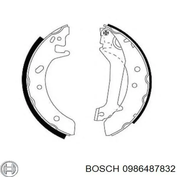 0 986 487 832 Bosch колодки тормозные задние барабанные