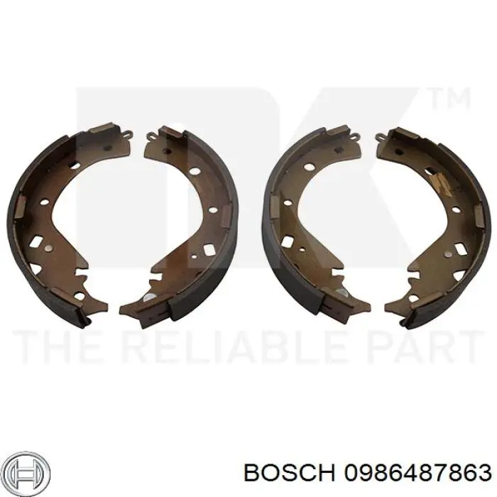 Задние барабанные колодки 0986487863 Bosch
