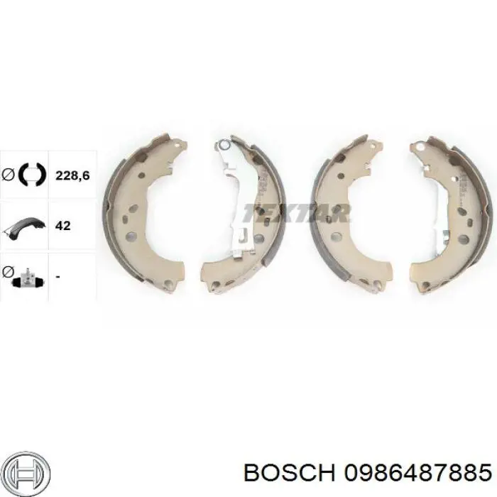 0986487885 Bosch Барабанные тормозные колодки