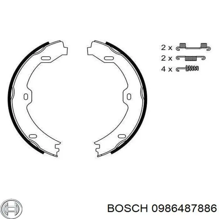 Купить 0986487886 Bosch Задние барабанные тормозные колодки