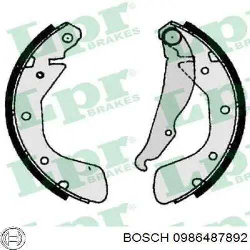 Купить 0986487892 Bosch Задние барабанные тормозные колодки