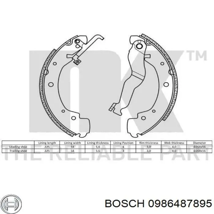0986487895 Bosch Барабанные тормозные колодки