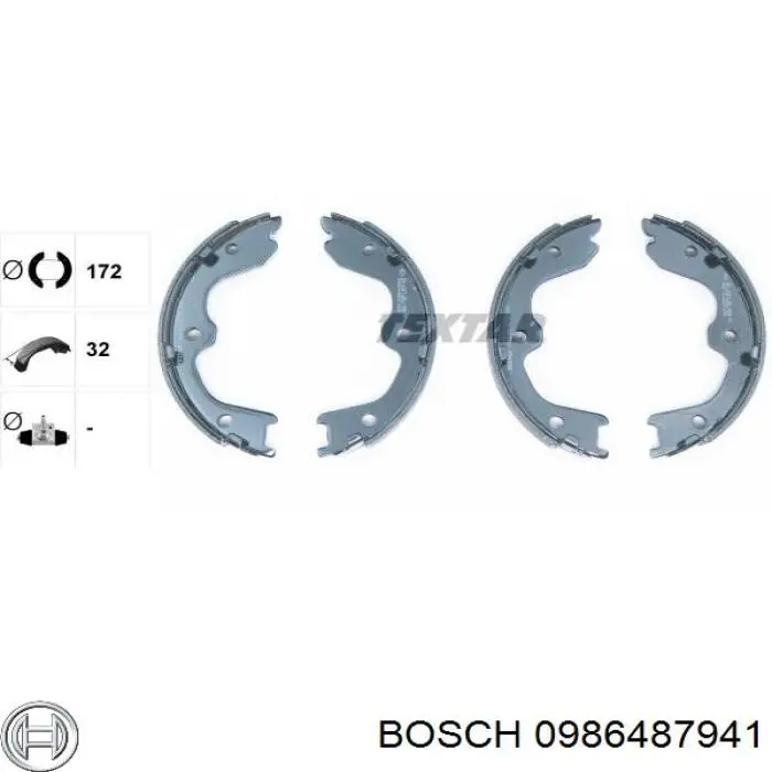 Колодки ручника/стоянкового гальма 0986487941 Bosch