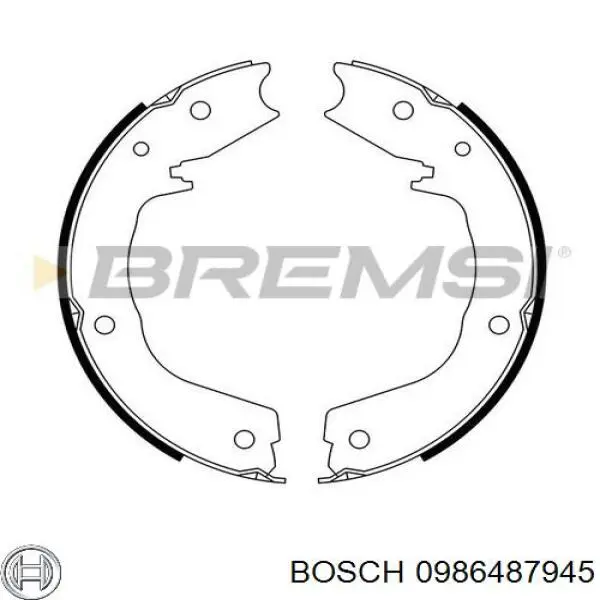 0986487945 Bosch Тормозные колодки ручника
